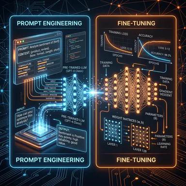 Ilustração do artigo: Prompt Engineering vs Fine-Tuning: Quando usar cada técnica